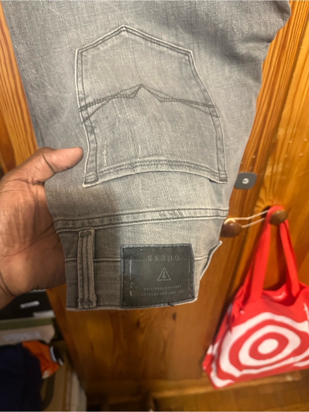 Guess Men Slim Straight Jeans in Light Gray Wash